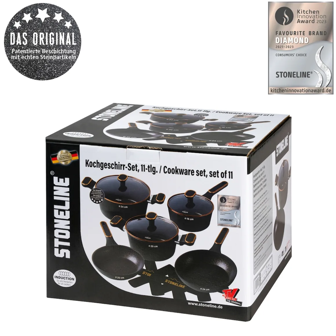 STONELINE Kochgeschirr-Set 11-teilig 18/20/24 Roségold | mit Deckeln