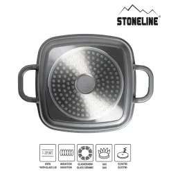 STONELINE Servierpfanne Eckig 20 cm | mit Deckel