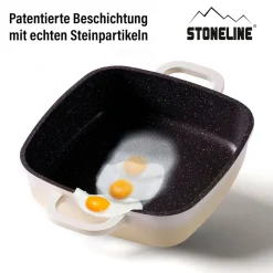 STONELINE Servierpfanne Eckig 20 cm Creme | mit Deckel