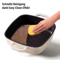 STONELINE Servierpfanne Eckig 20 cm Creme | mit Deckel