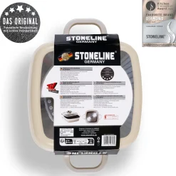 STONELINE Servierpfanne Eckig 20 cm Creme | mit Deckel