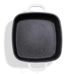 STONELINE Servierpfanne Eckig 20 cm Creme | mit Deckel