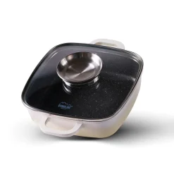 STONELINE Servierpfanne Eckig 20 cm Creme | mit Deckel