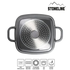 STONELINE Servierpfanne Eckig 20 cm Roségold | mit Deckel