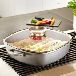 STONELINE Servierpfanne Eckig 28 cm | mit Deckel