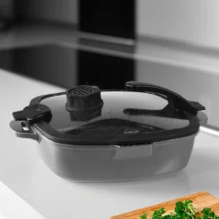 STONELINE SMELL WELL FUTURE Glasdeckel Eckig 28 cm mit SMELL WELL Funktion | Schwarz