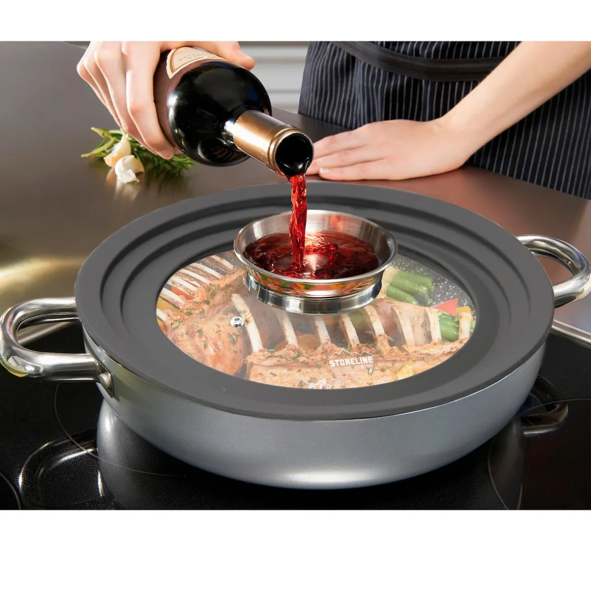 STONELINE Universal Glasdeckel 24/26/28 mit Aroma-Funktion | Grau