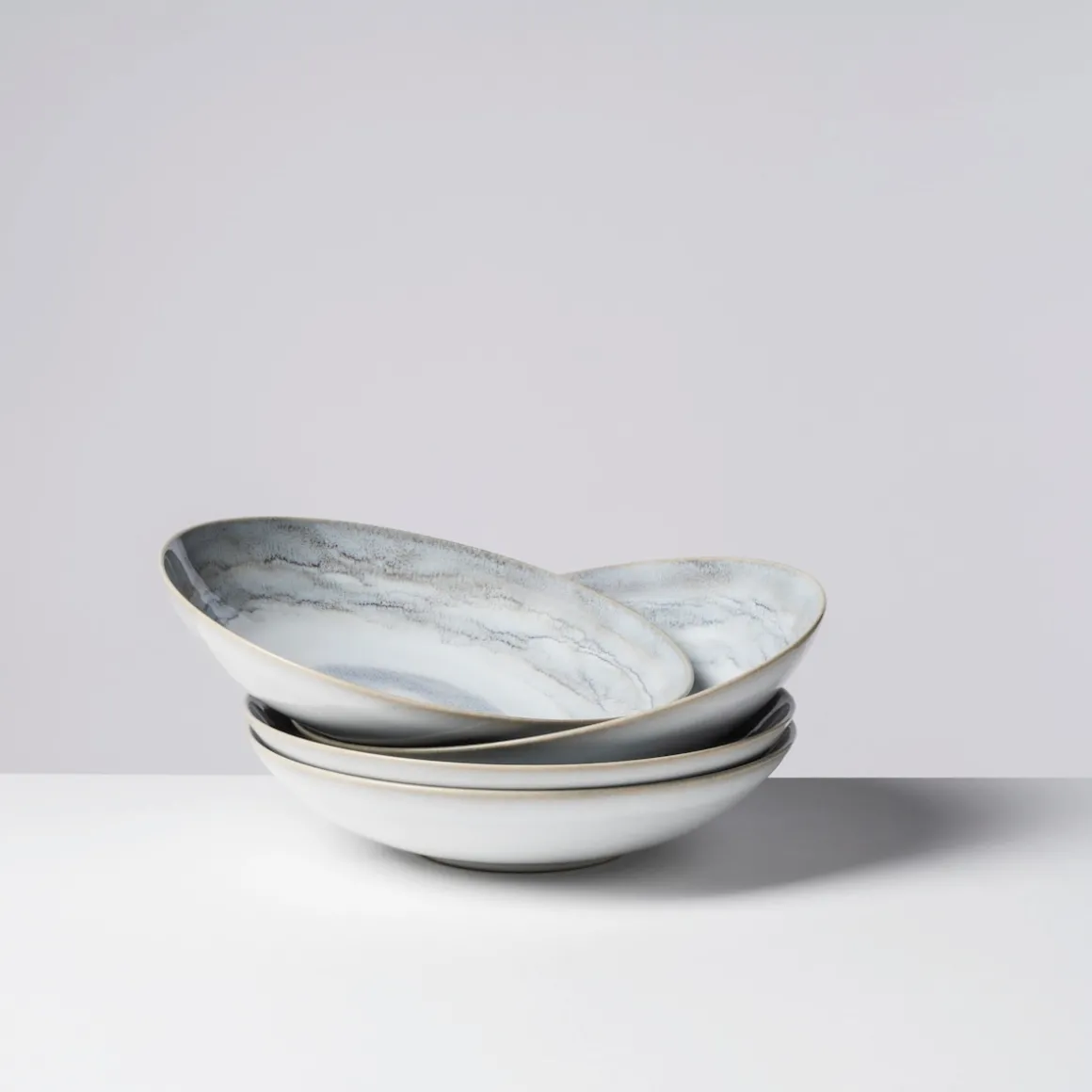 Suppenteller, Steinzeug TIEFER SEE Grau / Weiß