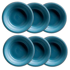 Suppenteller-Set, Steingut LUMACA Dunkelblau