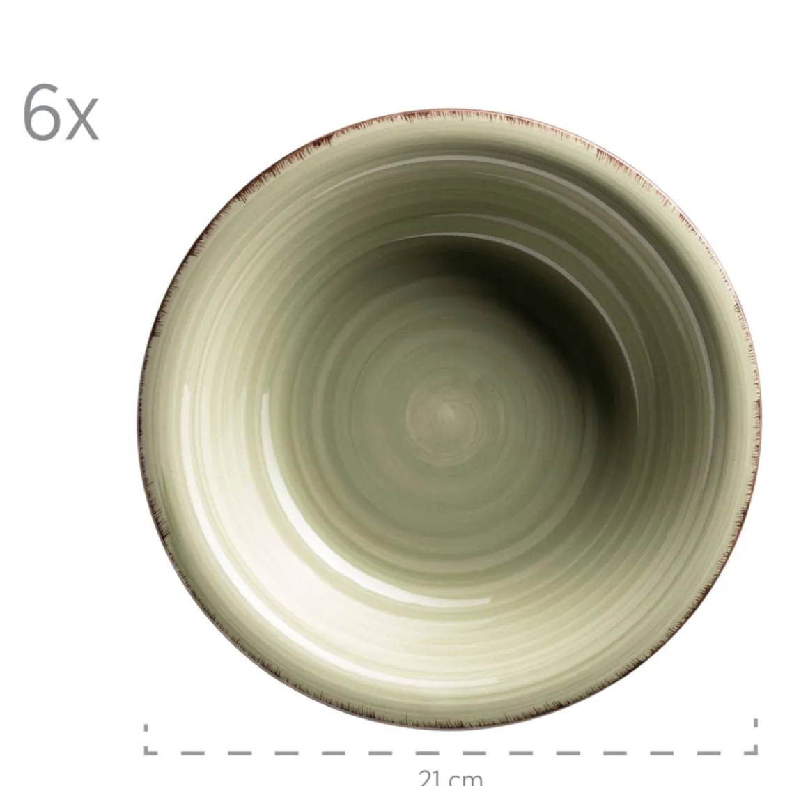 Suppenteller-Set, Steingut LUMACA Olivgrün