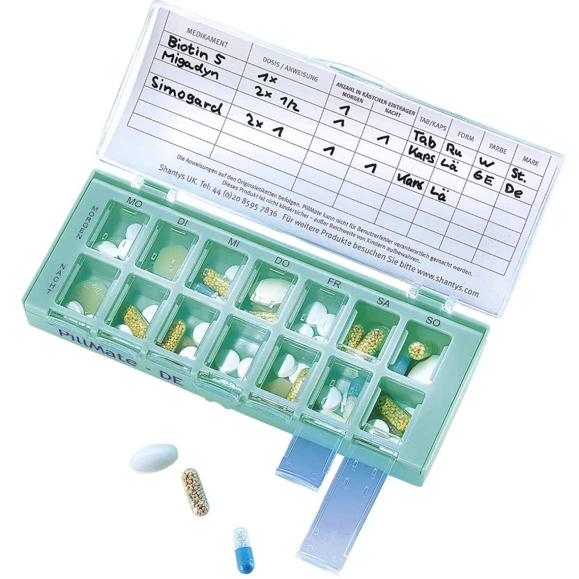 Tablettenbox 7 Tage, inkl. 2 Fächer pro Tag