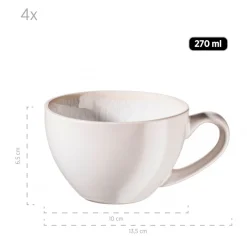 Tassen-Set, Steinzeug Frozen Weiß