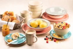 Teller-Set, Steingut Lumaca Koralle