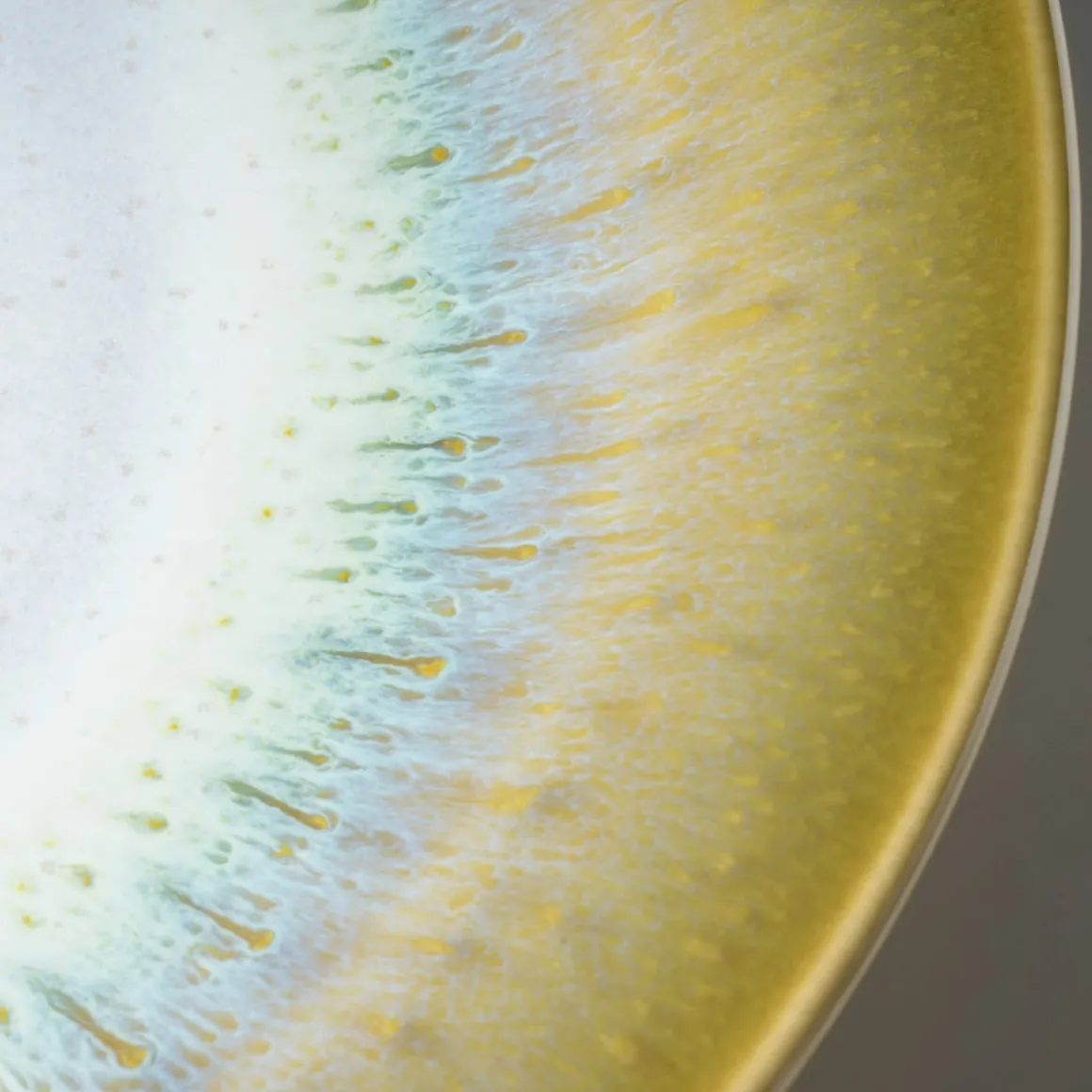 Teller-Set, Steinzeug Flussufer blau, grün, weiß