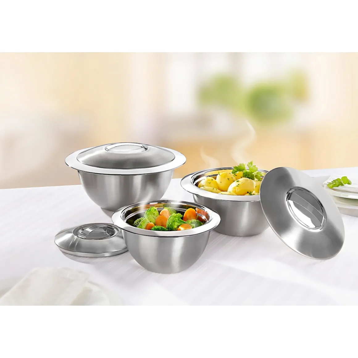 Thermoschüssel mit Deckel, Edelstahl 3 l