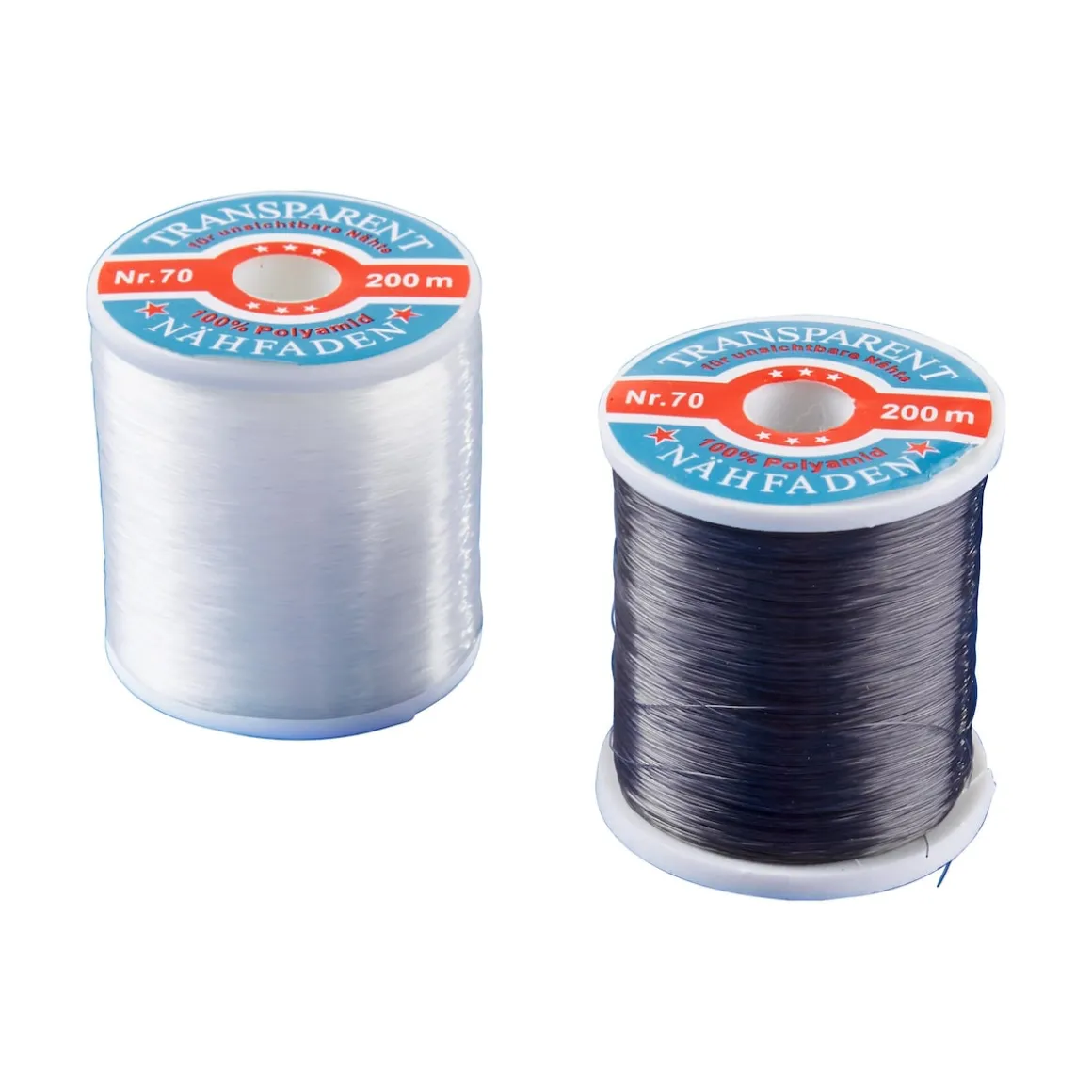 Transparenter Nähfaden, 2 Stück je 200 m transparent/schwarz