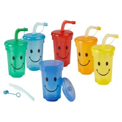 Trinkbecher-Set "Safety" mit Trinkhalm, 6 Stück