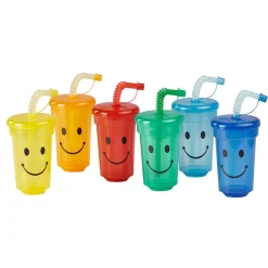 Trinkbecher-Set "Safety" mit Trinkhalm, 6 Stück