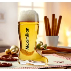 Weihnachtsstiefel-Glas personalisiert mit Namen, 500 ml