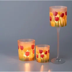 Windlichter-Set „Tulpen“, 3-teilig
