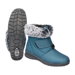 Winterstiefelette mit Spikes & Klett „Monika“ petrol