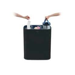 Wäschesammler, Wäschekorb Tota Trio mit Deckel, 3 Fächer, 90 l schwarz
